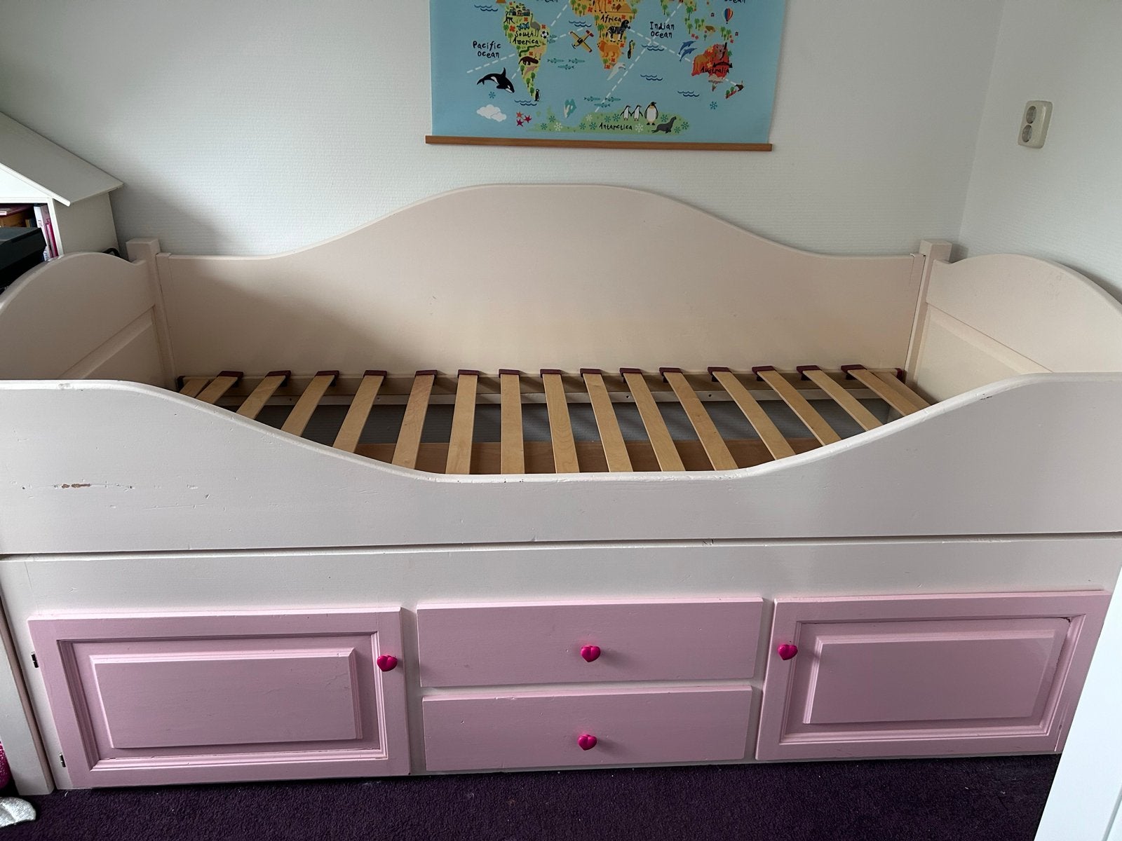Bed met opbergruimte 90x200, Kinderen en Baby's, Ophalen, Gebruikt, 70 tot 85 cm, Lattenbodem