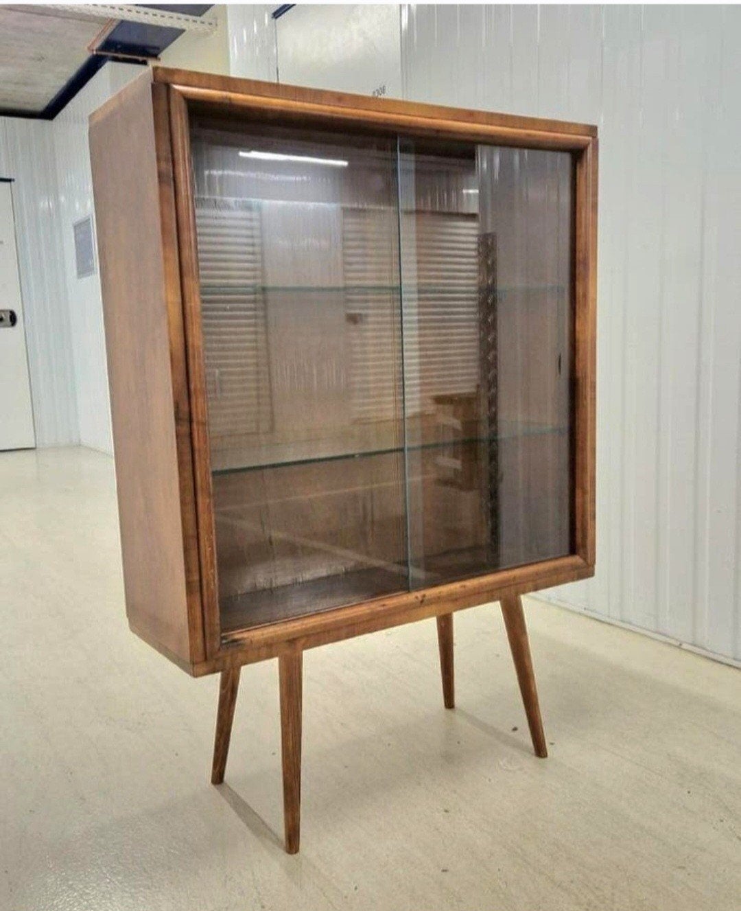 Vintage vitrinekast jaren 50 60, Gebruikt, Ntp, 50 tot 100 cm, Glas