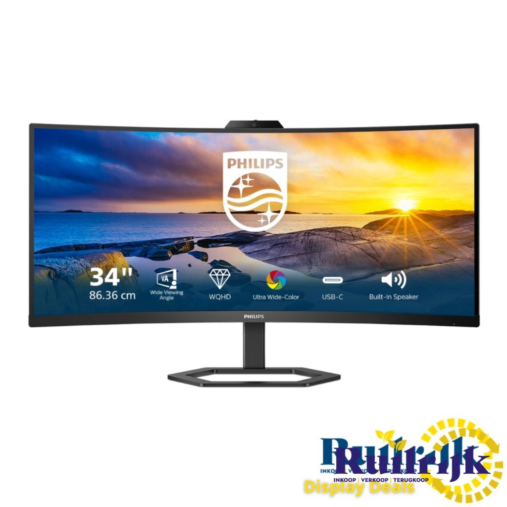 Philips 34E1C5600HE QHD 34 inch Curved Monitor Webcam USB C, Computers en Software, Monitoren, Philips, Zo goed als nieuw, Support@philips.com