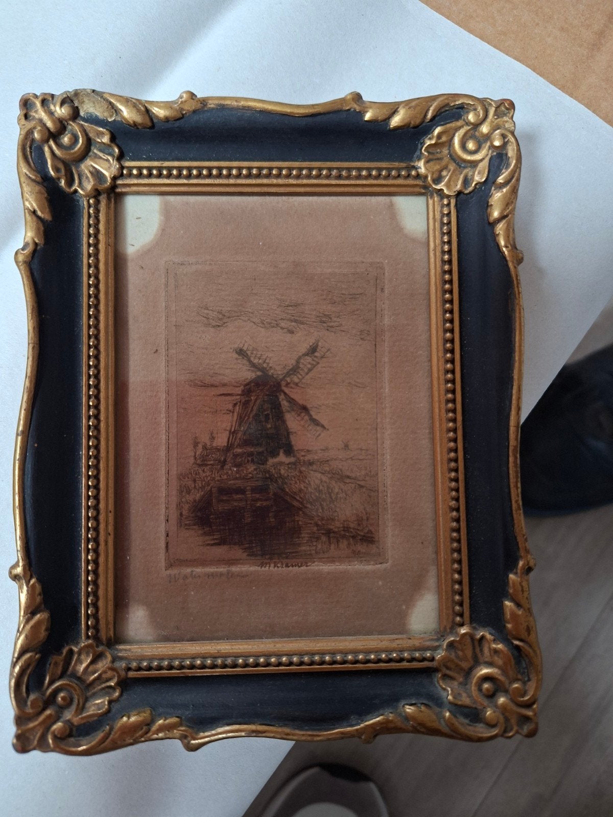 Pentekening Martinus Kramer - Molenlandschap, Antiek en Kunst, Kunst | Etsen en Gravures, Gesigneerd, 1800 - 1899, Overige technieken