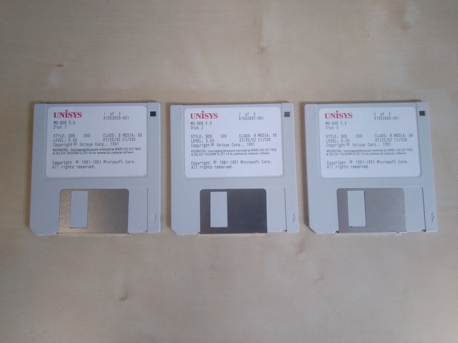 UNISYS MS-DOS 5.0 Diskettes (set van 3), Ophalen, Gebruikt, Windows