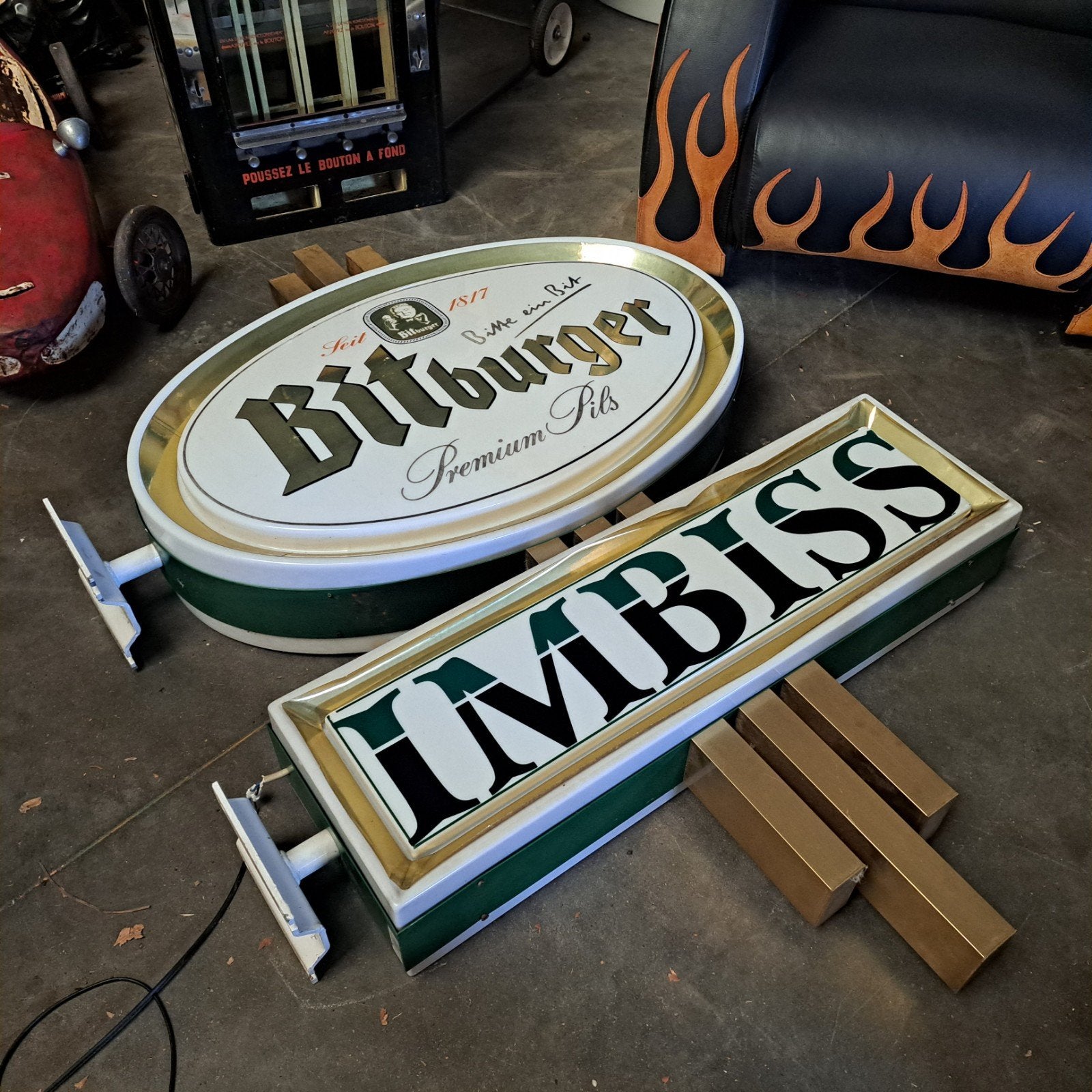 Bitburger "Bitte ein Bit" dubbelzijdige lichtbak Xxl, Verzamelen, Ophalen, Gebruikt, Lichtbak of (neon) lamp