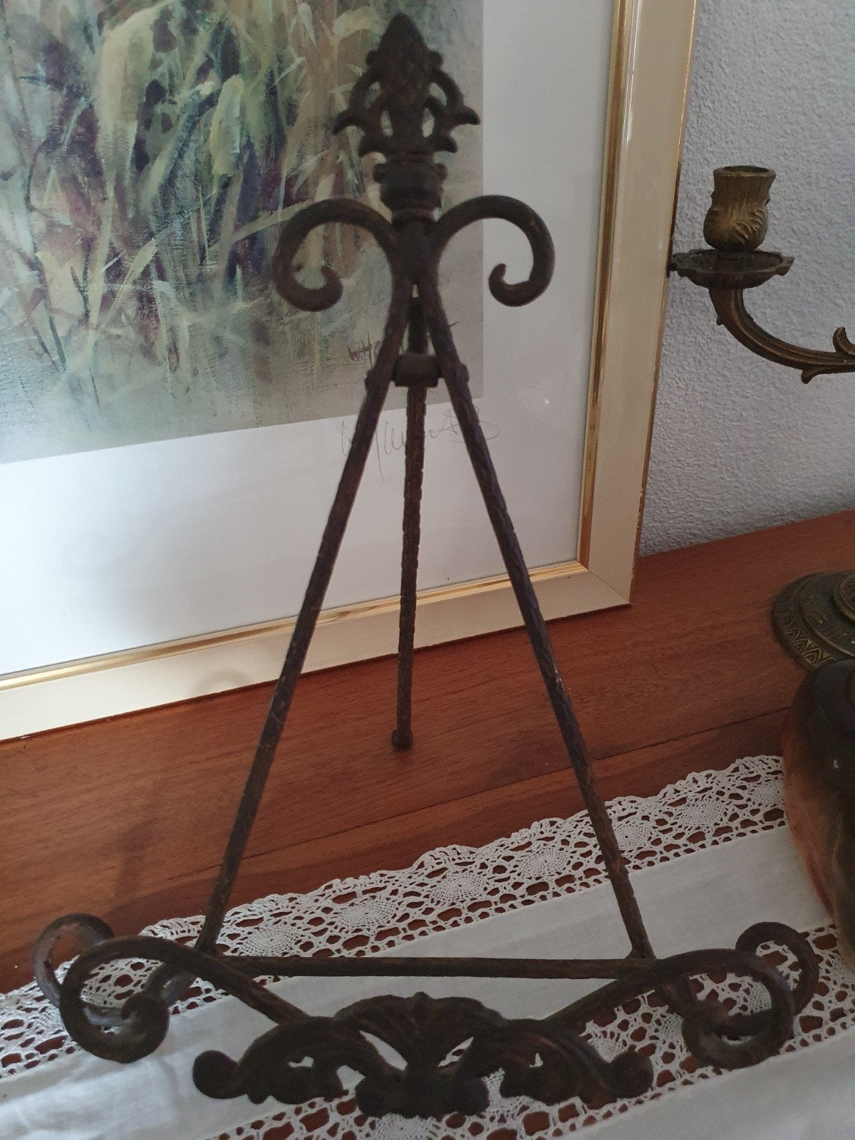 Antieke gietijzeren standaard voor bord of boek, Antiek en Kunst, Ophalen of Verzenden