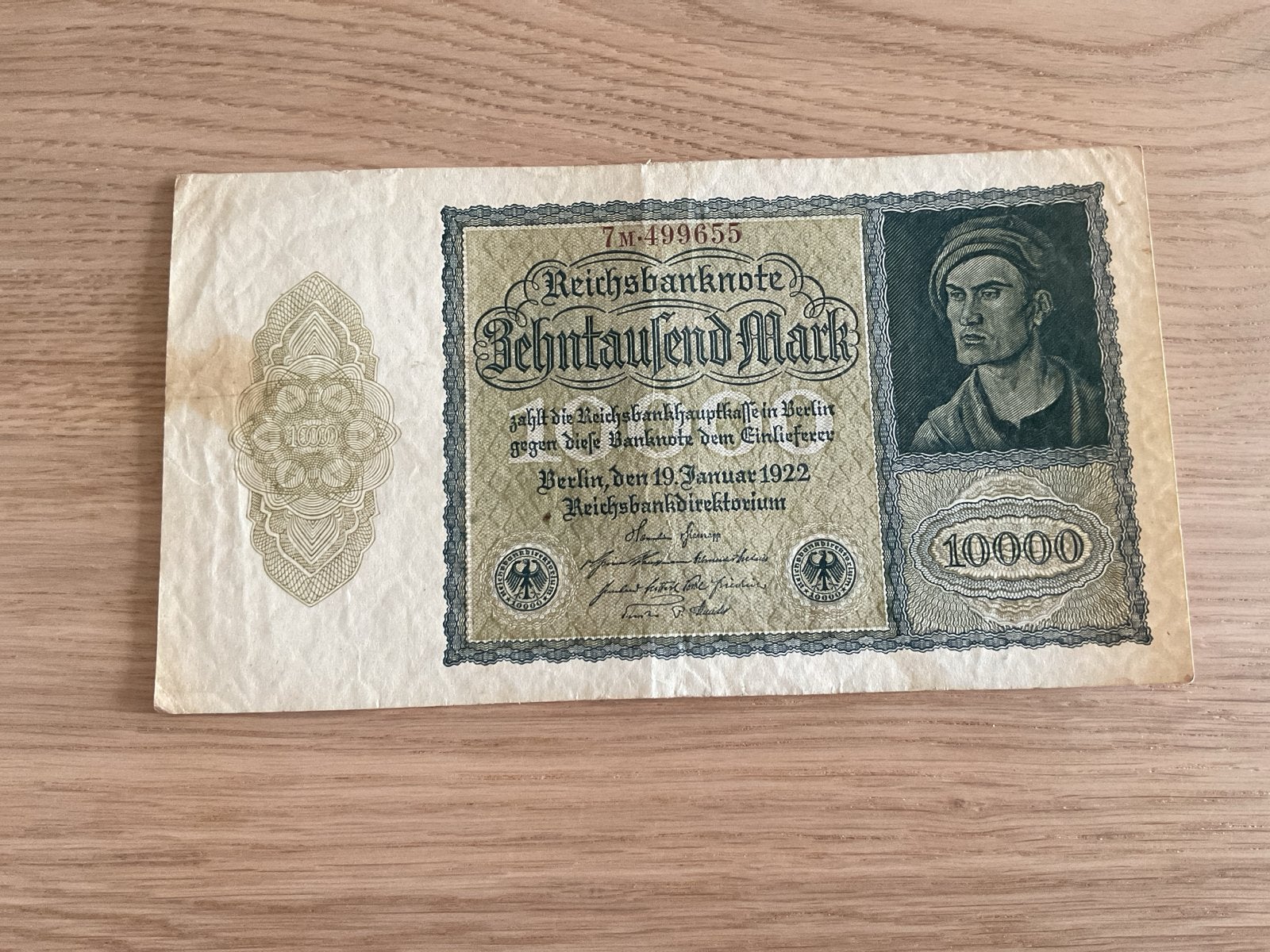 Historisch Duits 10.000 Mark biljet uit 1922, Postzegels en Munten, Bankbiljetten | Europa | Niet-Eurobiljetten, Ophalen of Verzenden