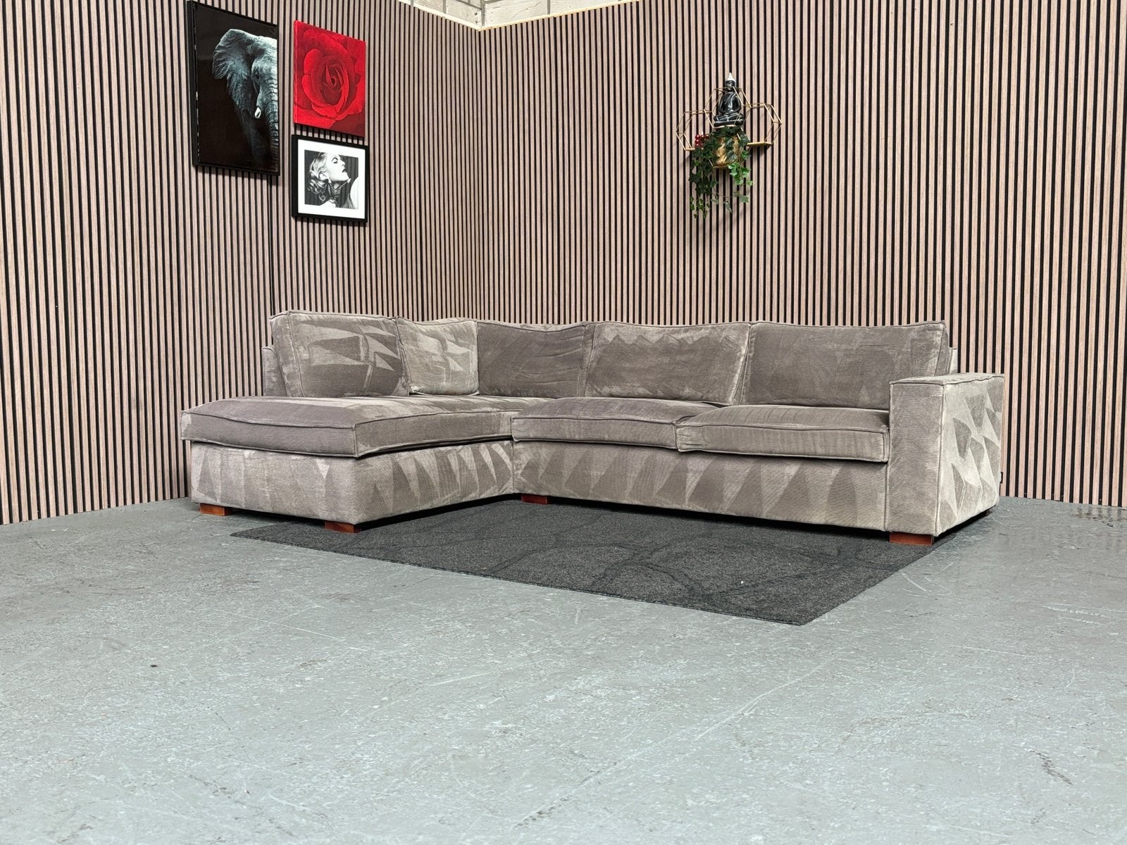 GRATIS LEVERING Ribstof Hoekbank Grijs 285x200 GEREINIGD, 250 tot 300 cm, Ophalen of Verzenden, Zo goed als nieuw, 150 cm of meer