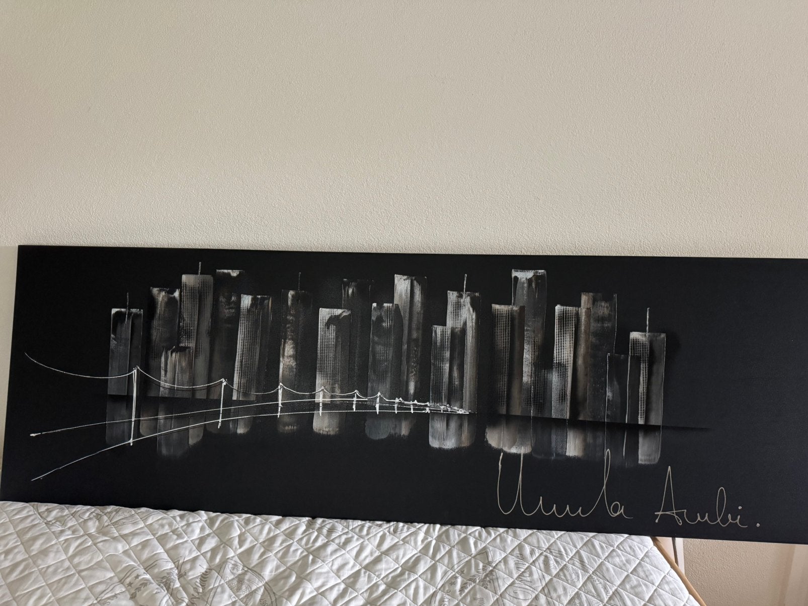 Schilderij skyline met certificaat 60x180 cm, Ophalen, Echtheidscertificaat, Stadsgezicht