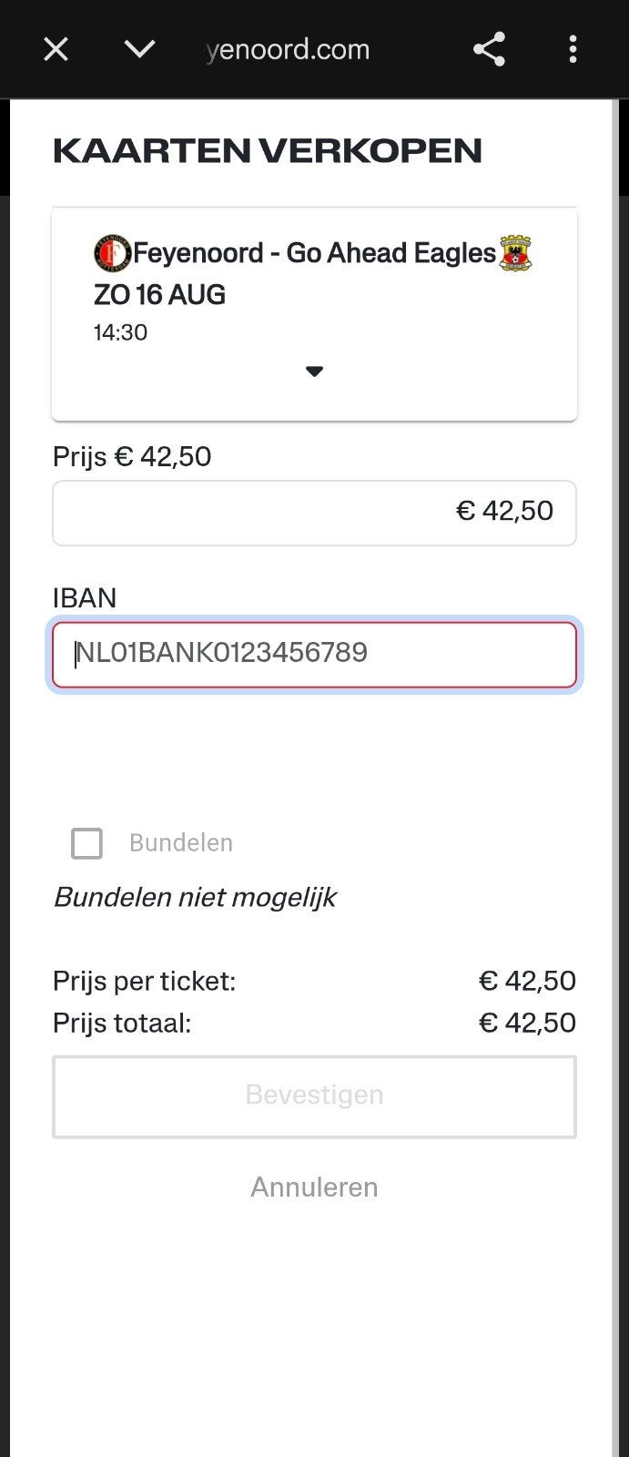 Feyenoord - Go Ahead Eagles vak T, Tickets en Kaartjes, Sport | Voetbal, Eén persoon