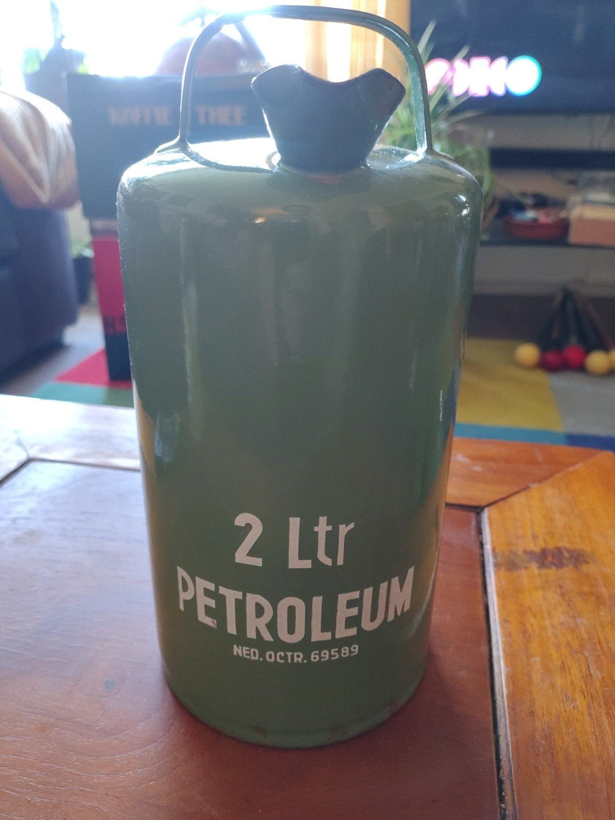 Vintage 2 liter petroleum kan - Groen, Ophalen of Verzenden