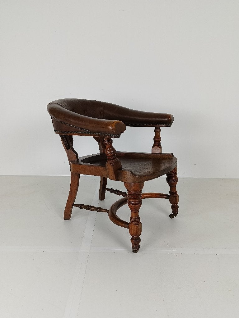 Engelse Victoriaanse Mahoniehouten Bureaustoel library chair, Ophalen of Verzenden