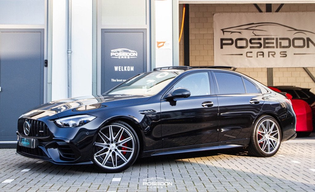 Mercedes-Benz C-klasse AMG 63 S E Performance PANO | HEAD-UP, Auto's, Mercedes-Benz, Automaat, Zwart, 4 cilinders, Zwart