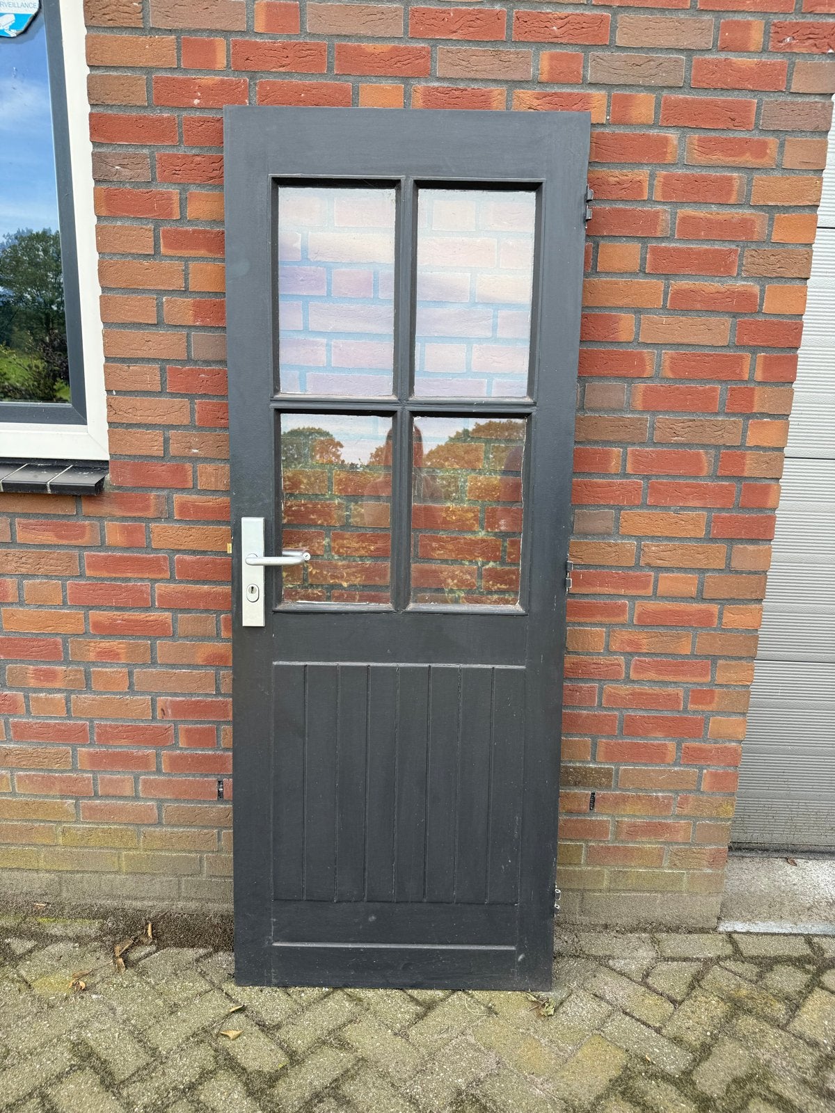 Hardhouten achterdeur 78x200 cm met glas, Ophalen, Gebruikt, Minder dan 80 cm, Buitendeur