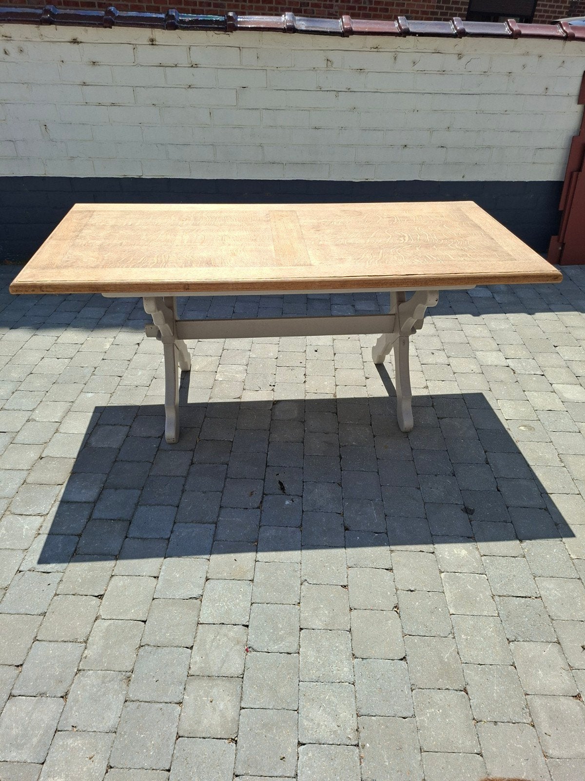 Grote eettafel brocante kloostertafel, Tuin en Terras, Tuintafels, Ophalen, Rechthoekig, Hout