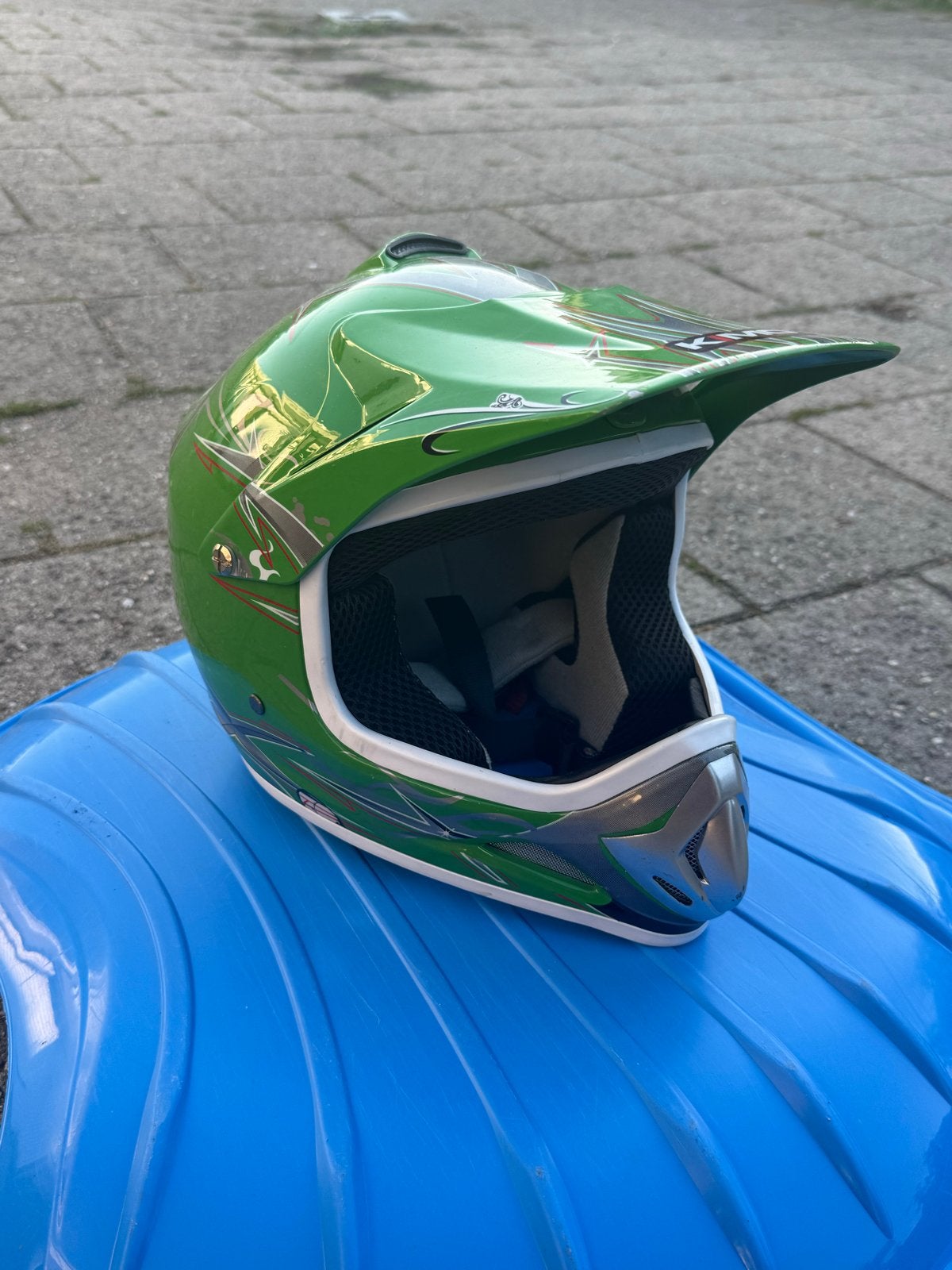 Kimo Crosshelm XS 49-50 groen, Motoren, Kleding | Motorhelmen, XS, Kinderen, Offroadhelm, Tweedehands