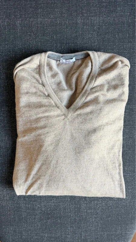 OGER Italiaanse Gebreide Kleding 100% Merino Wol V-Hals Trui, Beige, Verzenden, Maat 48/50 (M), Oger