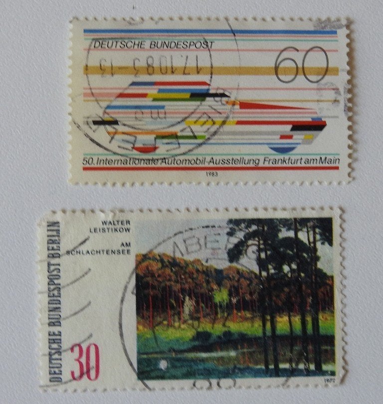 2 postzegels Duitsland, Verzenden, BRD, Gestempeld