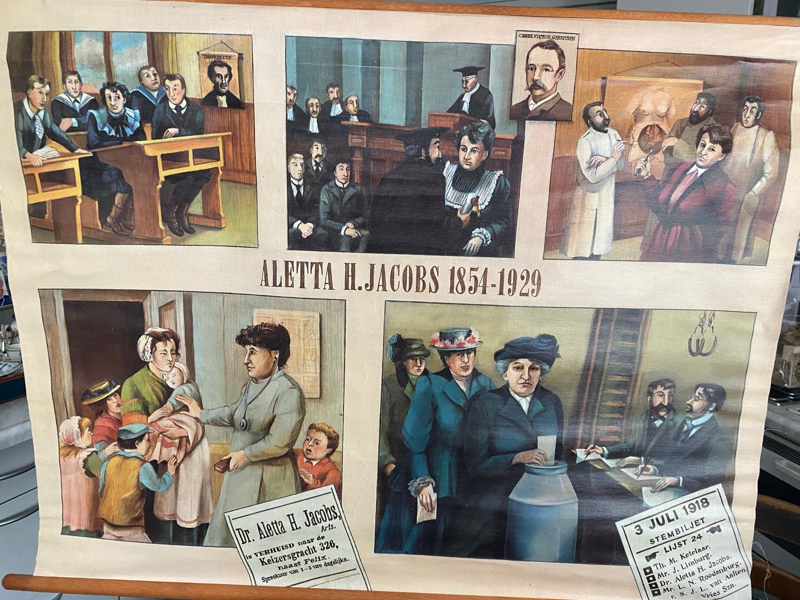 Historische schoolplaat Aletta H. Jacobs 1854-1929, Antiek en Kunst, Ophalen, Geschiedenis