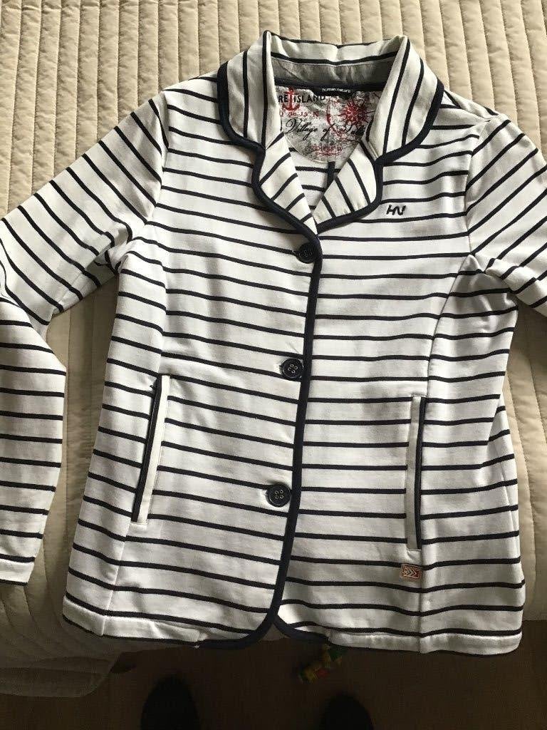 HN blazer/ jasje wit met blauwe streepjes maat M, Maat 38/40 (M), Wit, Ophalen of Verzenden, Zo goed als nieuw