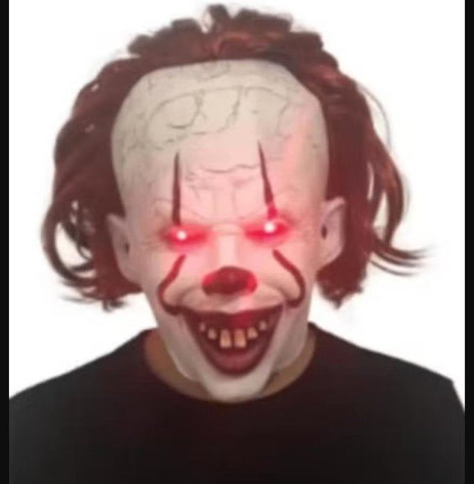 Horror full face latex masker Pennywise met LED, Ophalen of Verzenden, Nieuw, Halloween of Griezel
