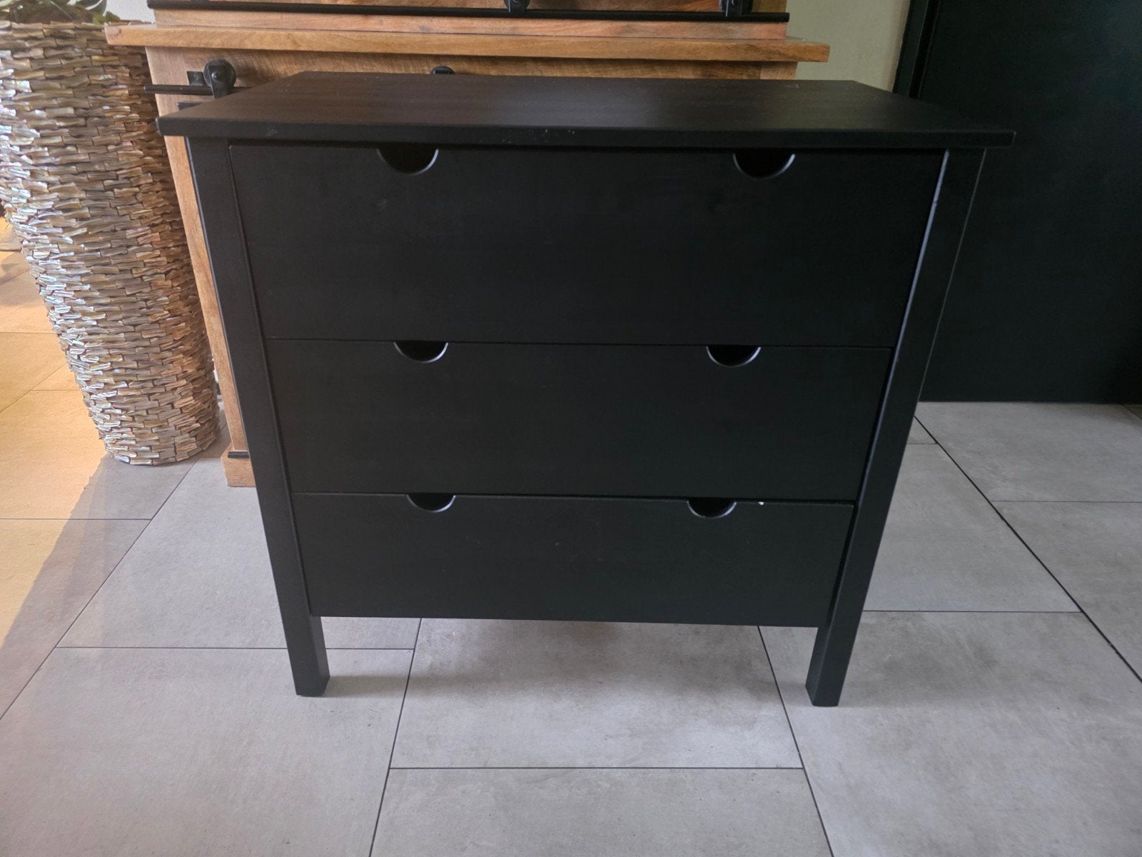 Ikea ladekast met 3 laden - Zwart, Huis en Inrichting, Kasten | Ladekasten, 3 of 4 laden, Ophalen, Gebruikt