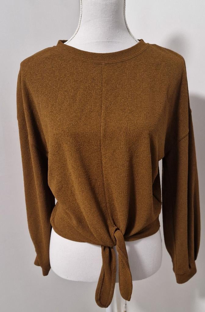 ​H&M Mosterdgele Top met Knoop - Maat XS - Zachte Stof, Kleding | Dames, Tops, Ophalen of Verzenden, Zo goed als nieuw, Maat 34 (XS) of kleiner