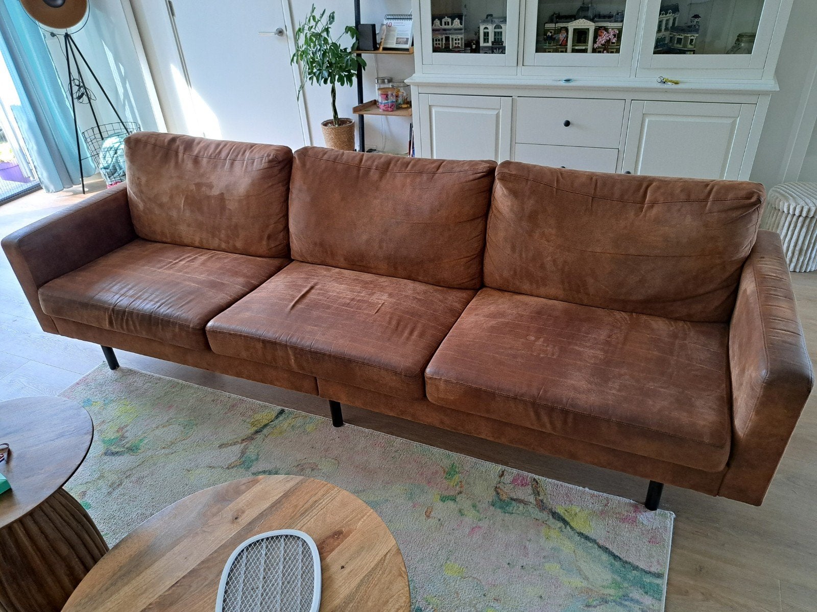 Grote bruine bank - 280 cm breed, Huis en Inrichting, Ophalen, 250 tot 300 cm, Gebruikt, 75 tot 100 cm