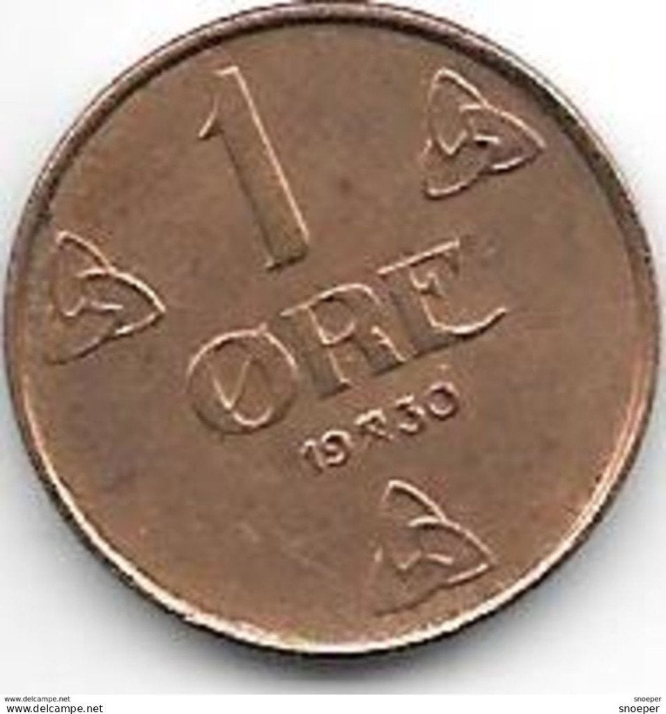 norway 1 ore 1930 km 367 small date xf, Verzenden, Overige landen, Losse munt
