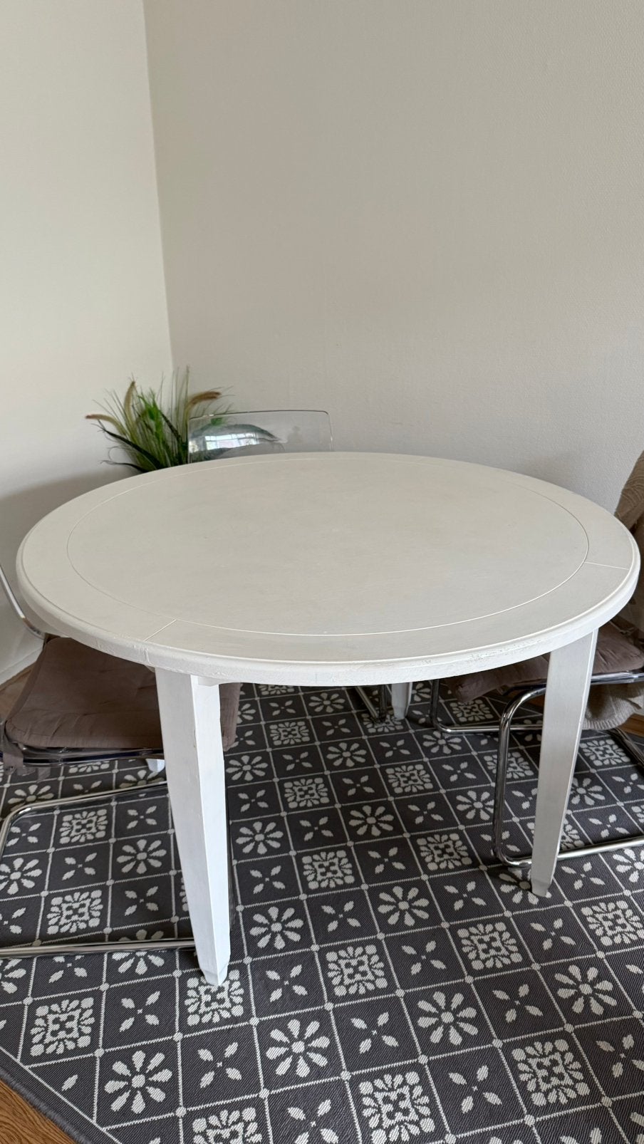Ronde eettafel wit 120, Ophalen, Gebruikt, 50 tot 100 cm, 100 tot 150 cm