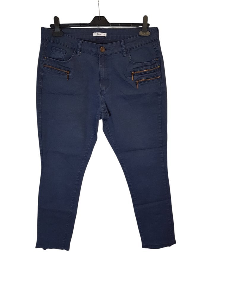 Mooie blauwe MISS ETAM gecoate stretch broek maat 44., Maat 42/44 (L), Zo goed als nieuw, Miss Etam, Lang