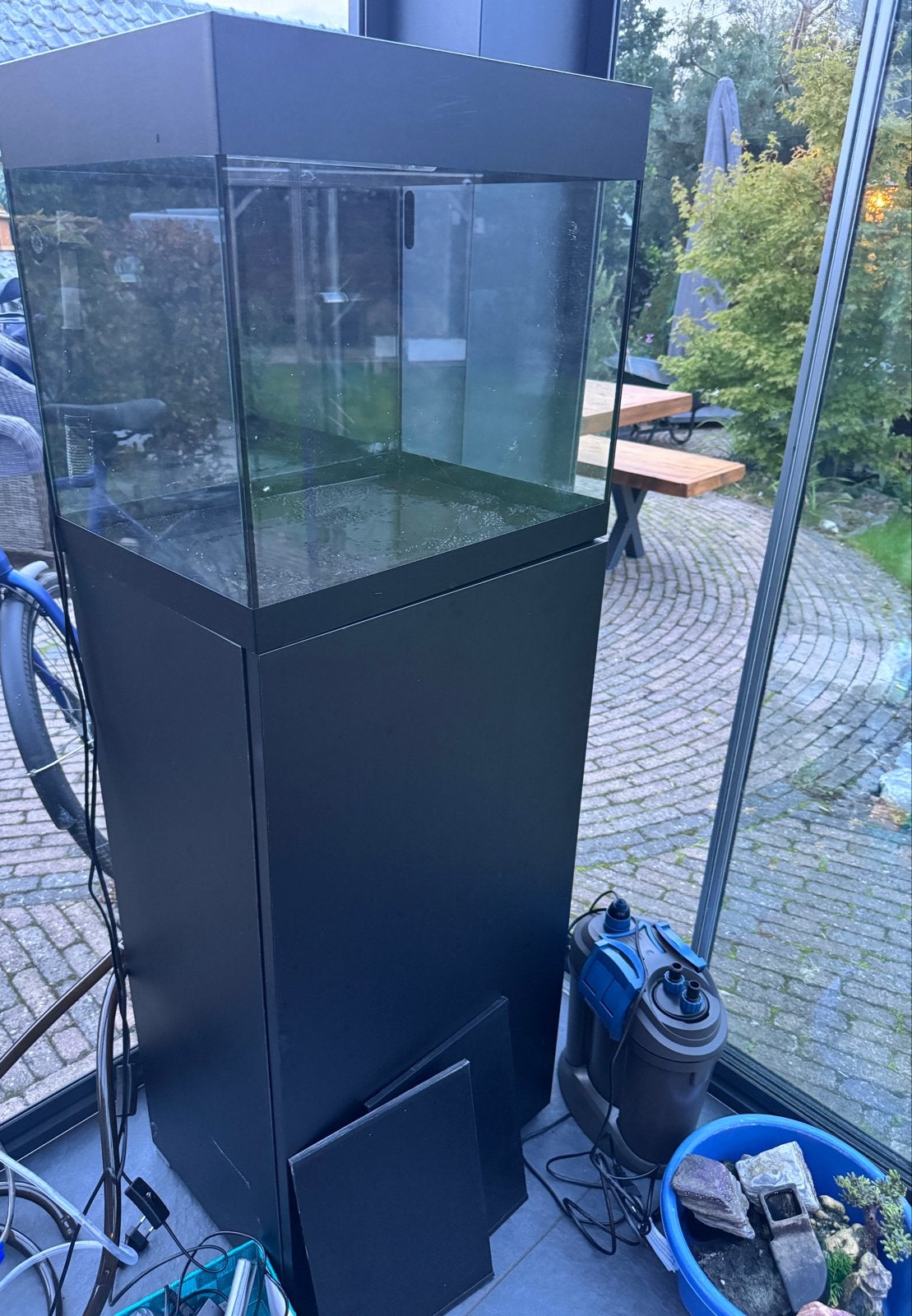 Oase StyleLine 85 zwart Set aquarium, Ophalen, Gebruikt, Aquariummeubel, Pomp