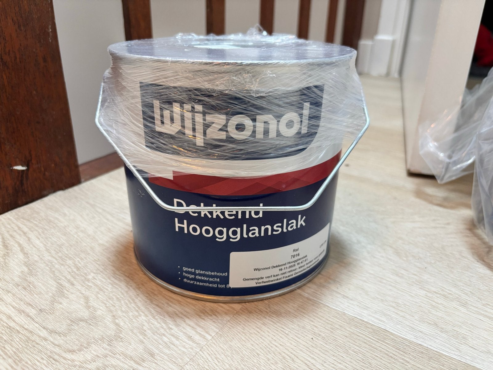 Wijzonol Hoogglanslak RAL 7016 Antraciet - 6,25L, 5 tot 10 liter, Ophalen of Verzenden, Zo goed als nieuw, Lak