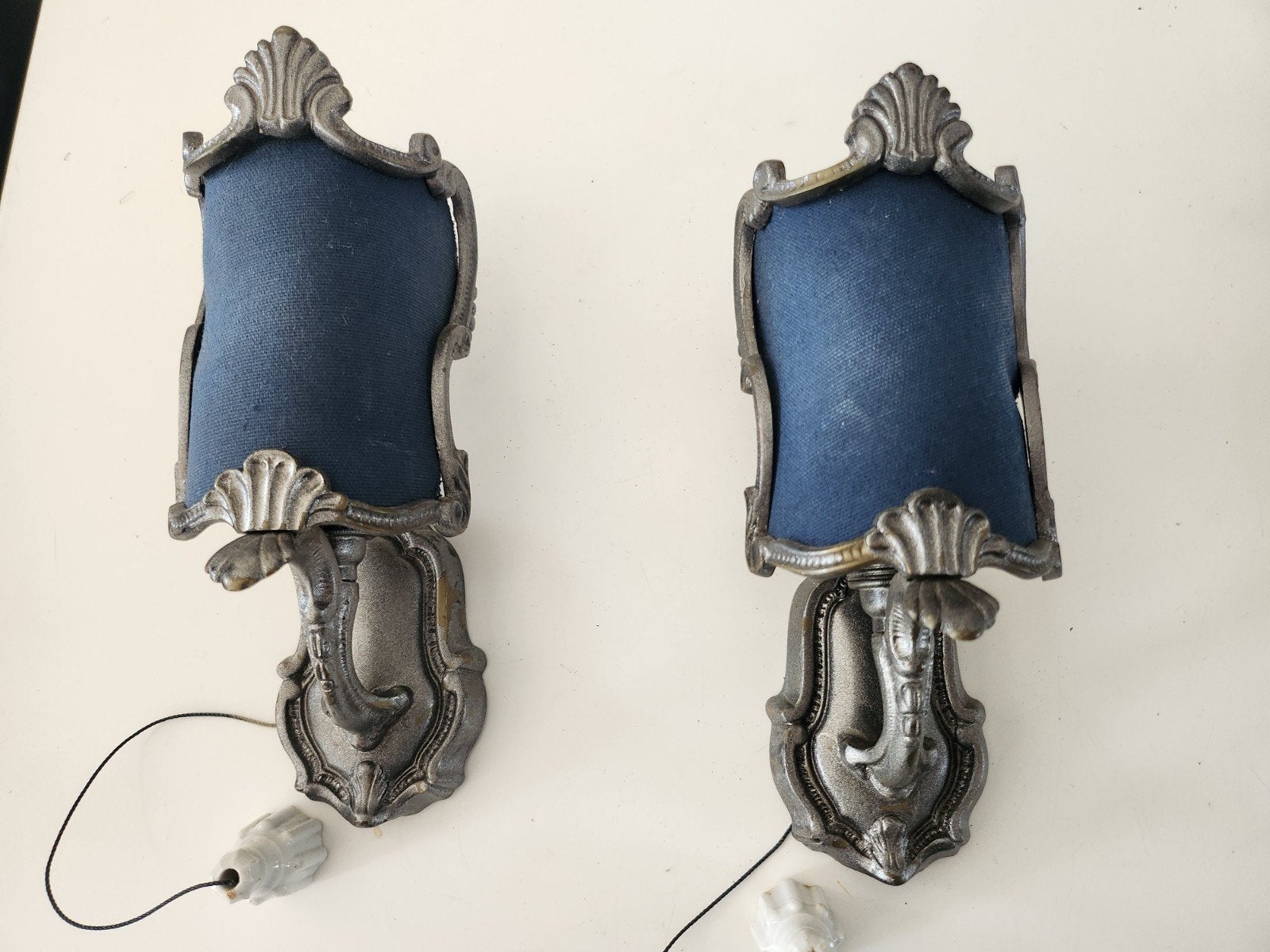 Antieke messing wandlampjes, roccoco stijl, Ophalen of Verzenden