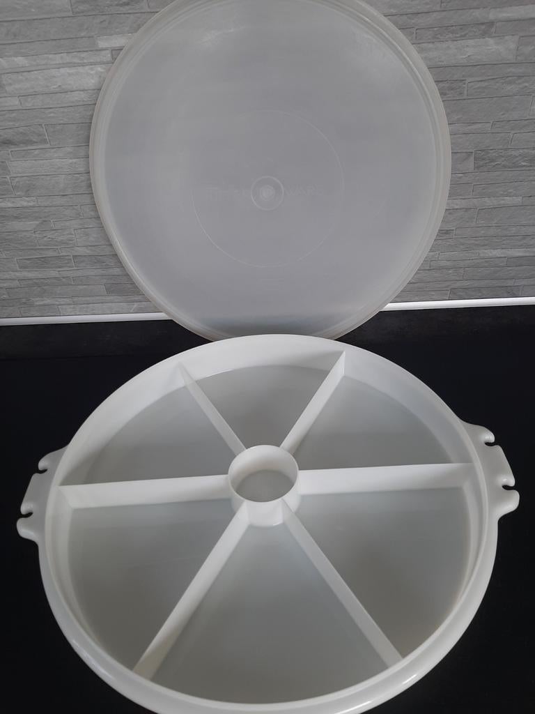 Tupperware lage grote snackschaal hapjesschaal 6 vaks deksel, Ophalen of Verzenden, Nieuw, Schaal