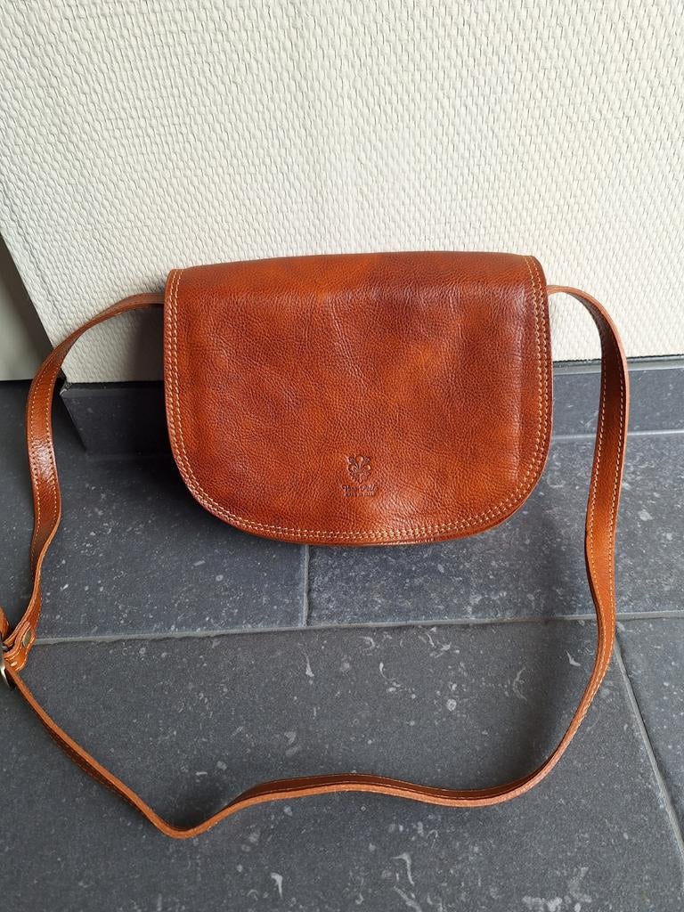 Vera Pelle, leer, schoudertas, italy, ‼️NIEUW‼️, Ophalen of Verzenden, Nieuw, Bruin, Leer