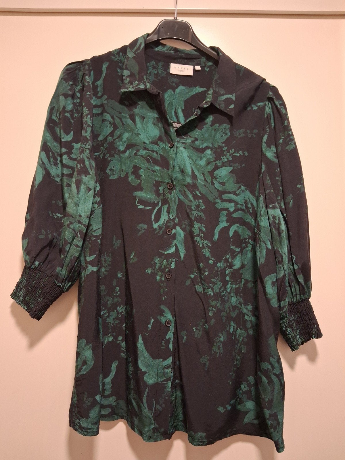 Kaffe Kasia Blouse Maat 46 Viscose Zwart/Groen, Kleding | Dames, Kaffe, Zwart, Maat 46/48 (XL) of groter, Ophalen of Verzenden