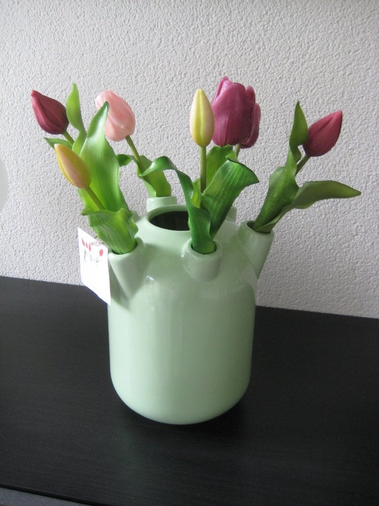 NIEUW: Tulpenvaas met kunststof tulpen, Inclusief decoratie, 21 cm, Nieuw, Ophalen of Verzenden