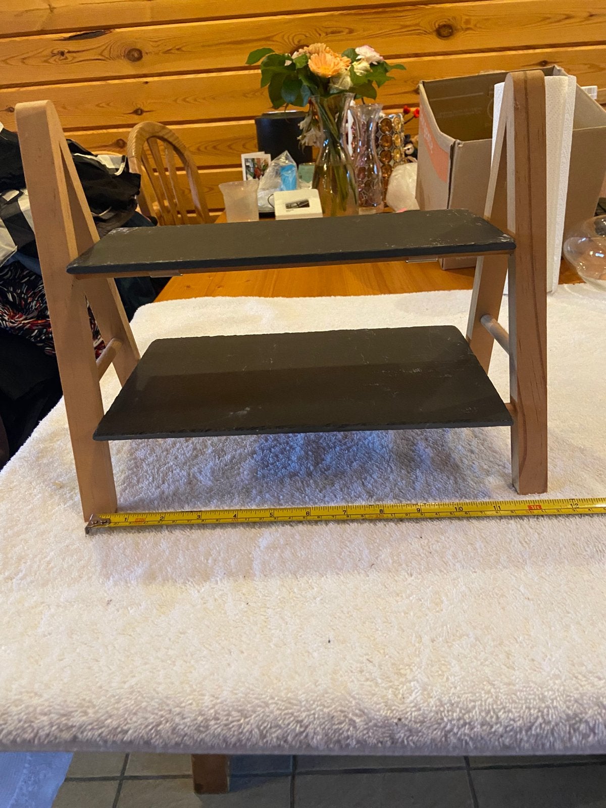 Etagere voor amuse twee hoog losse leiplankjes, Ophalen of Verzenden, Zo goed als nieuw, Hout, Zwart