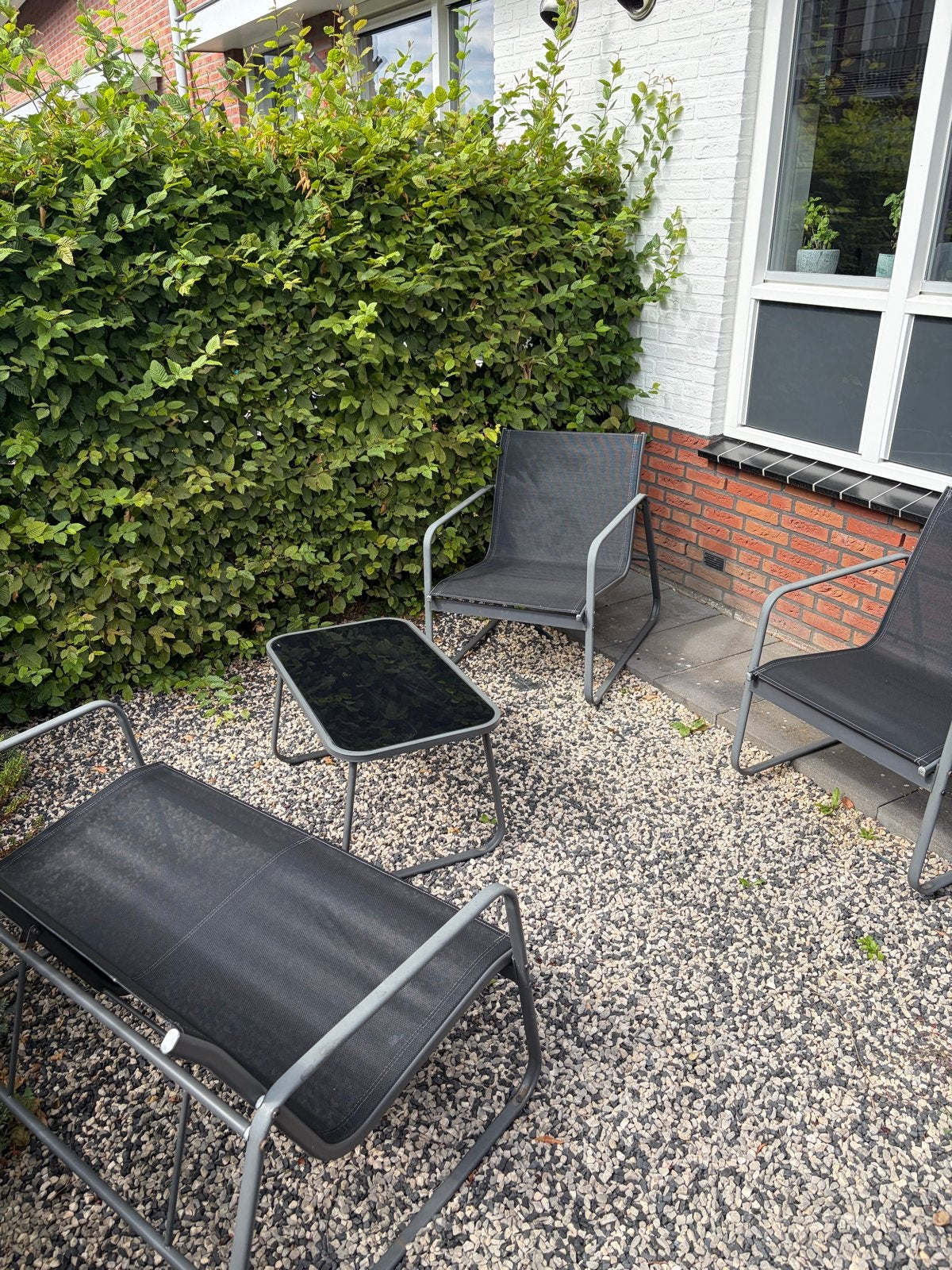 Tuinset met bank, 2 stoelen en bijzettafel, Ophalen, 4 zitplaatsen, Gebruikt, Textileen