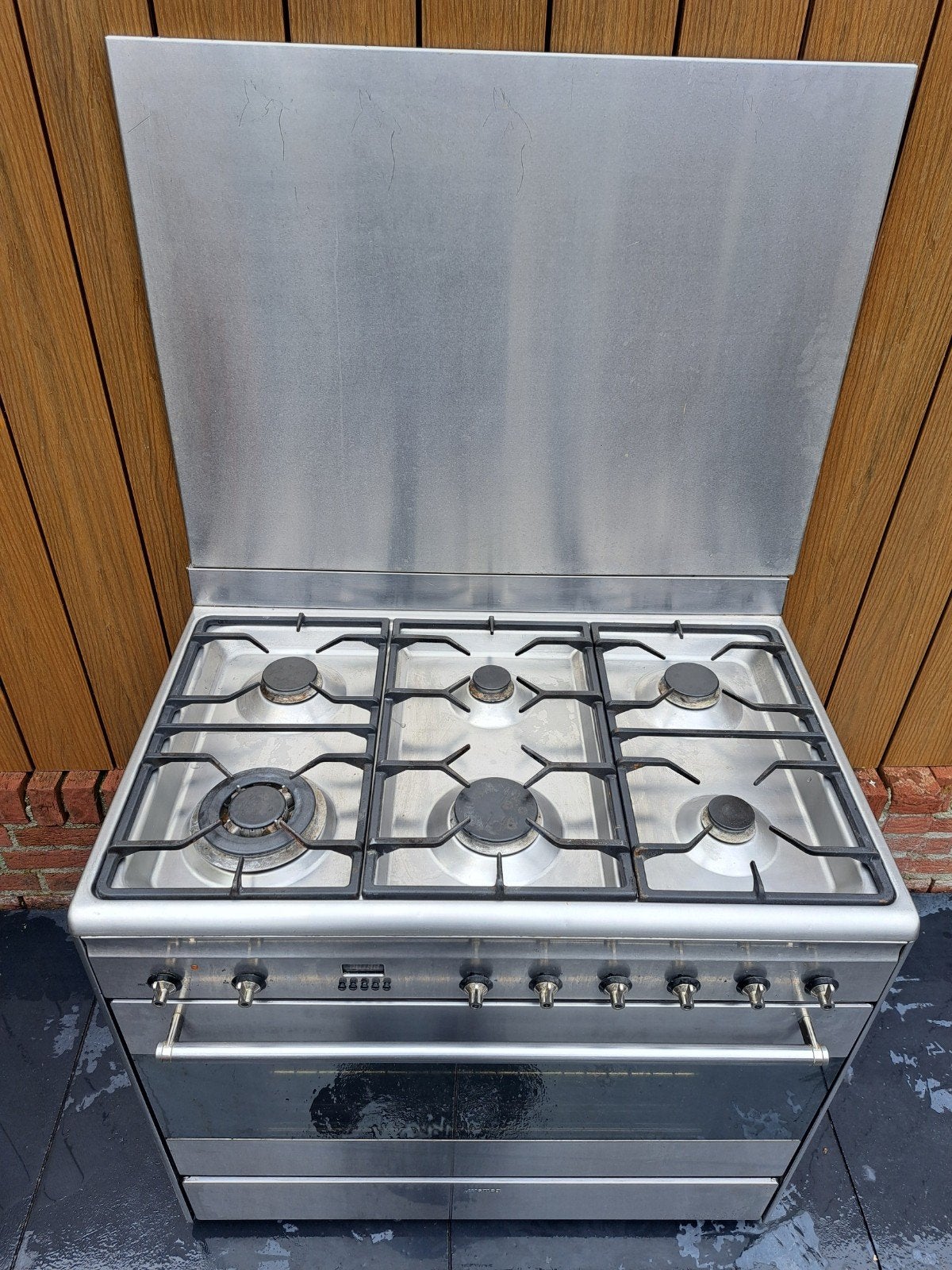 Smeg Fornuis met Oven en Afzuigkap - RVS Gasfornuis, Ophalen of Verzenden, 1800 tot 2000