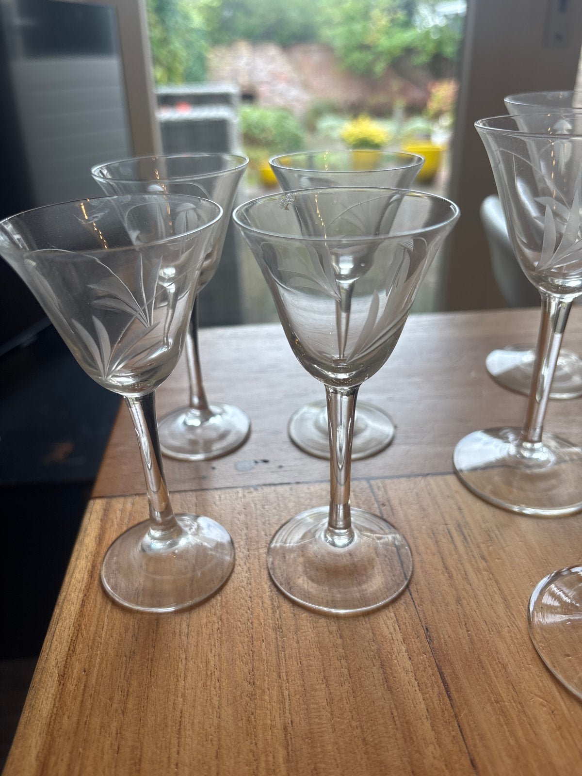 Set van  vintage  Gegraveerde Glazen, Ophalen of Verzenden