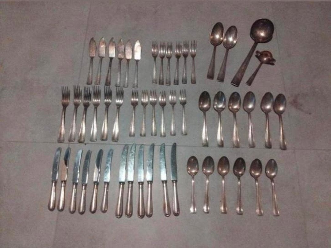 Brabantia verzilverd plate 90 compleet 52 delig bestek set, Ophalen of Verzenden