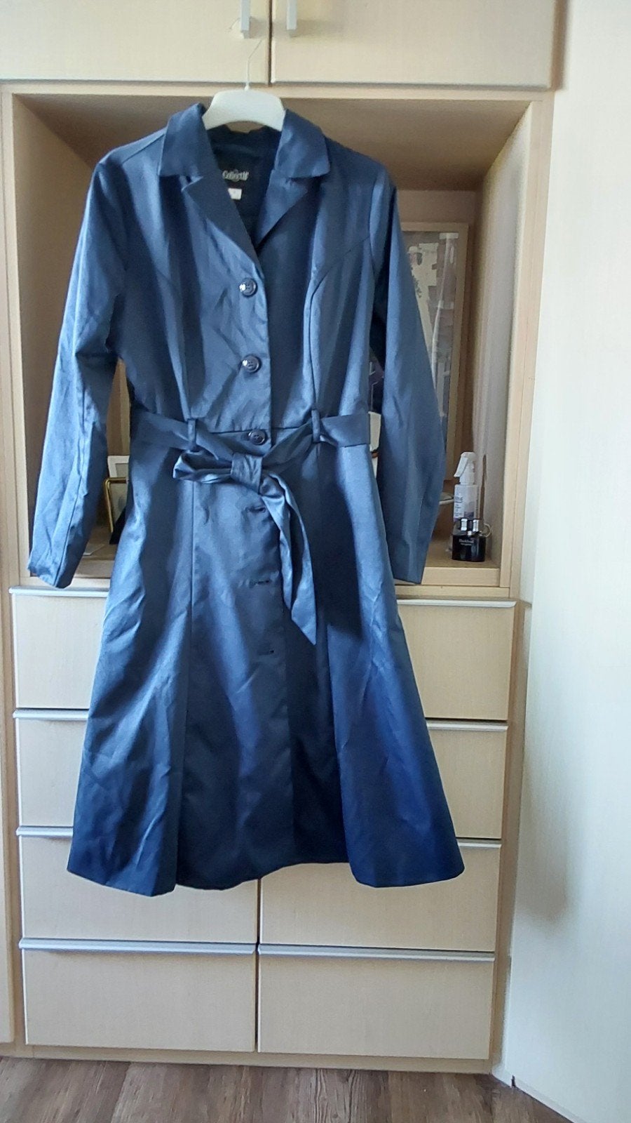 Nieuwe mantel  mooie blauwe glans erover, Maat 38/40 (M), Blauw, Top vintage, Nieuw