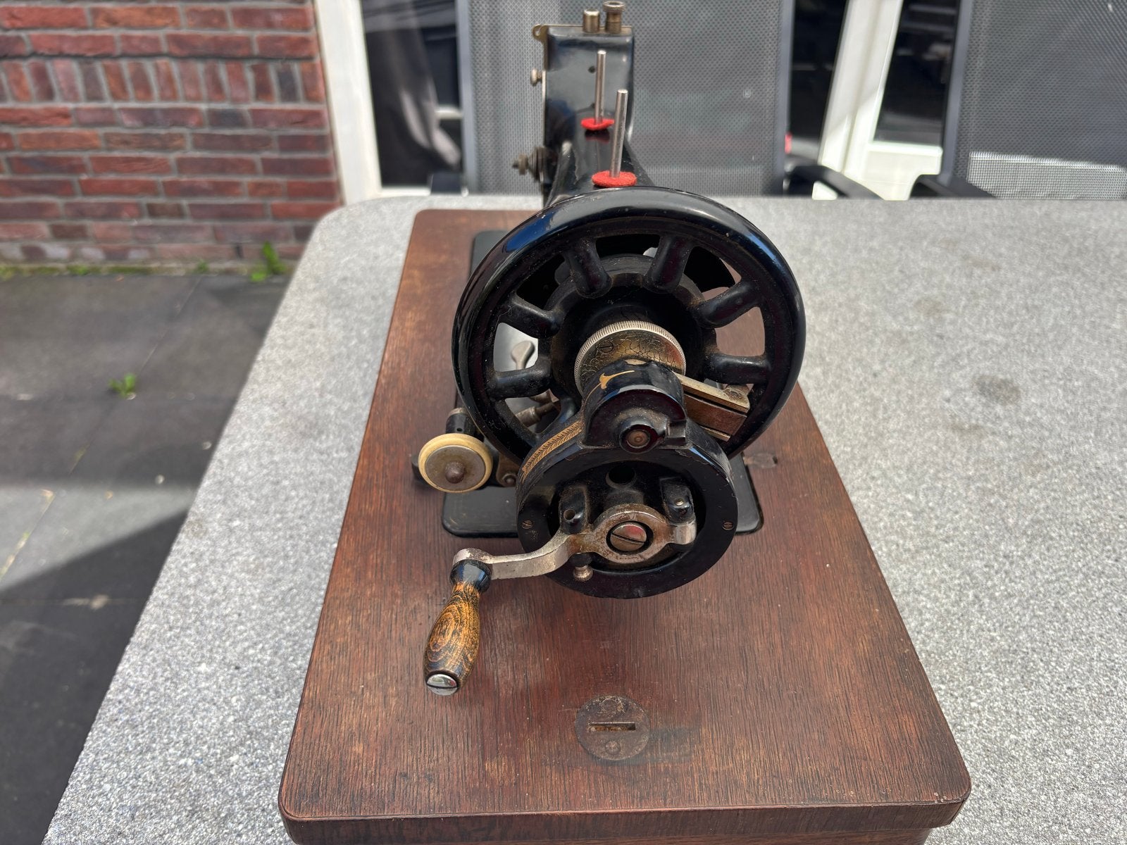 Antieke Pfaff naaimachine met handzwengel, Ophalen of Verzenden