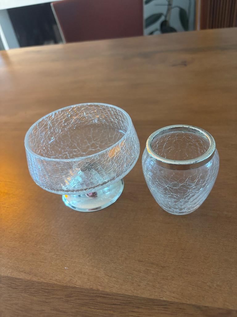 Craquelé bonbon schaal+lepeltjes houder, Ophalen