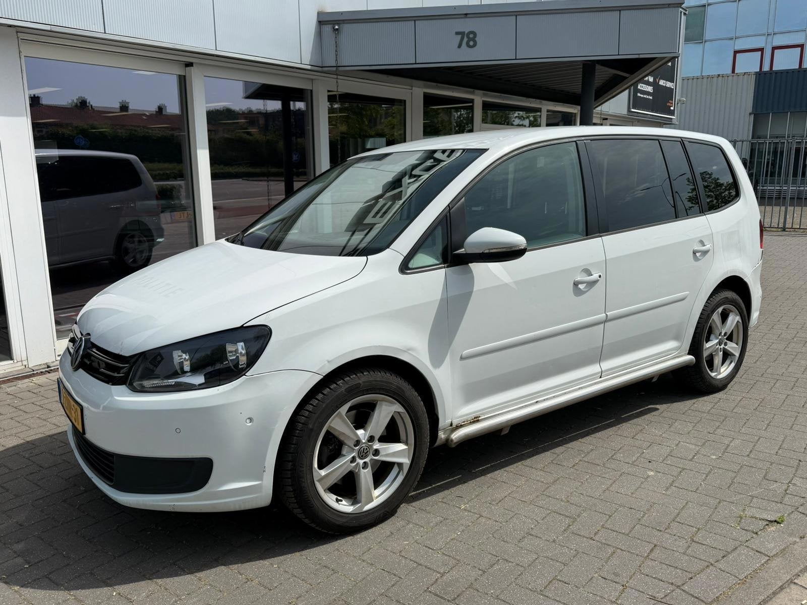 Volkswagen Touran 2.0 TDI DSG Comfortline BlueMotion, Auto's, Stof, Zwart, 4 cilinders, Wit