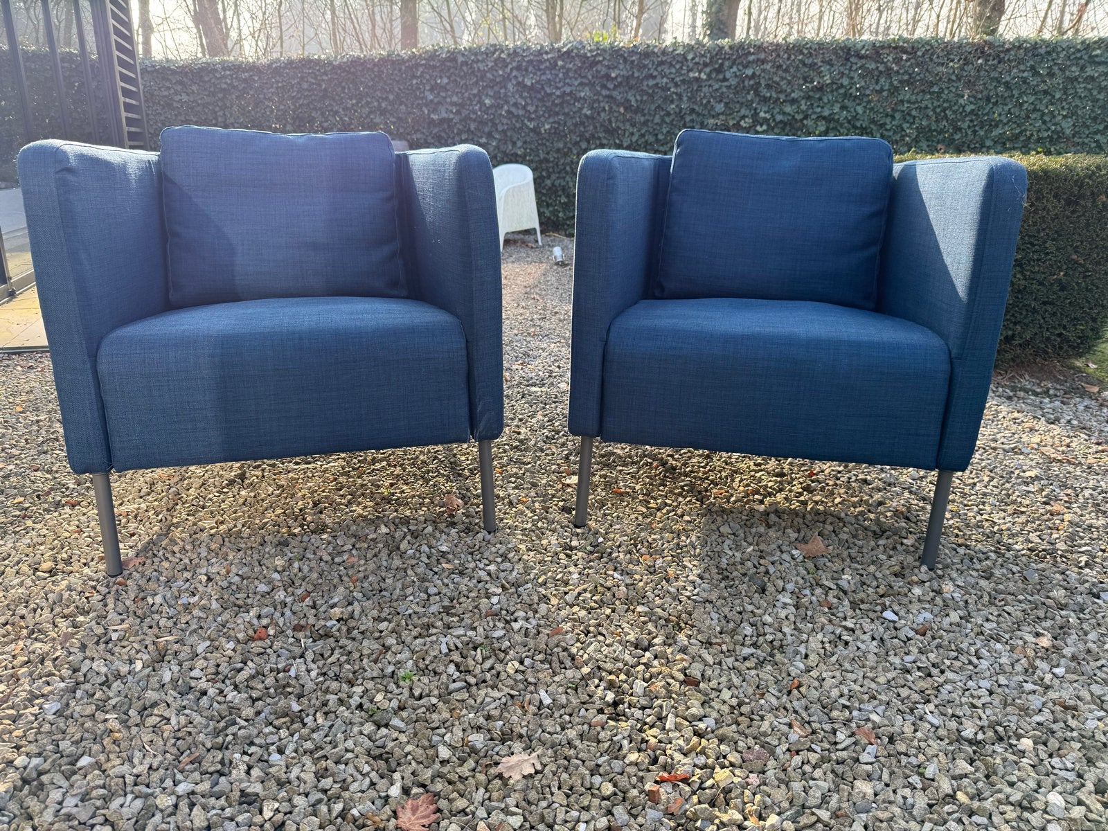 Twee comfortabele blauwe fauteuils (Ikea), Ophalen, Twee, Blauw, Zo goed als nieuw