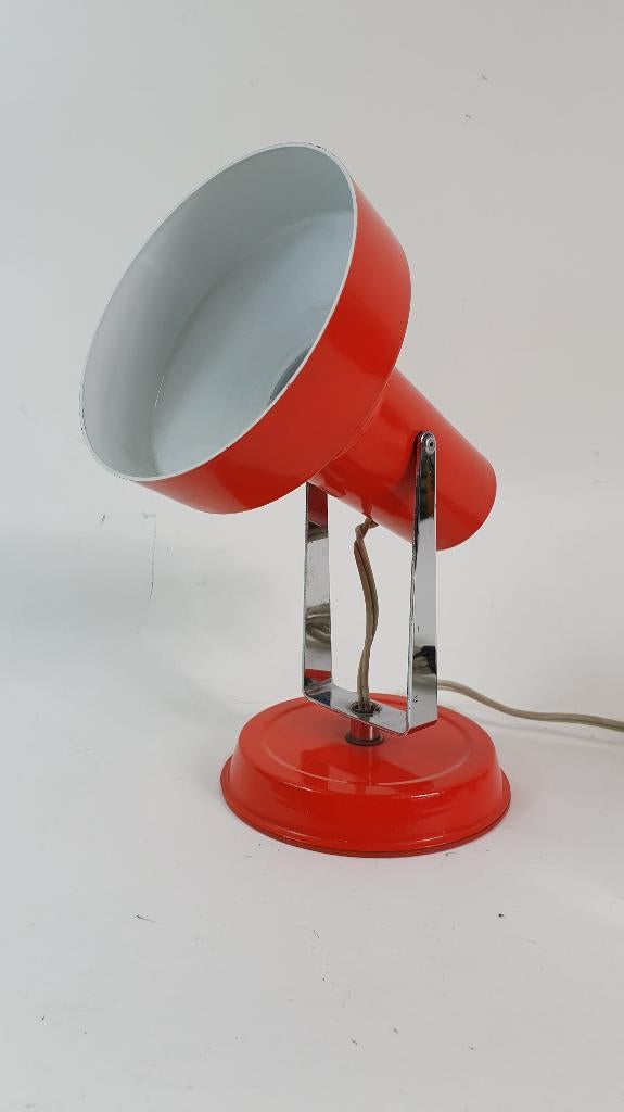Vintage of retro spot, tafellamp, oranje, chroom metaal. 4A5, Tweedehands verkoop, Tweedehands verkoop, Gebruikt, Ophalen of Verzenden