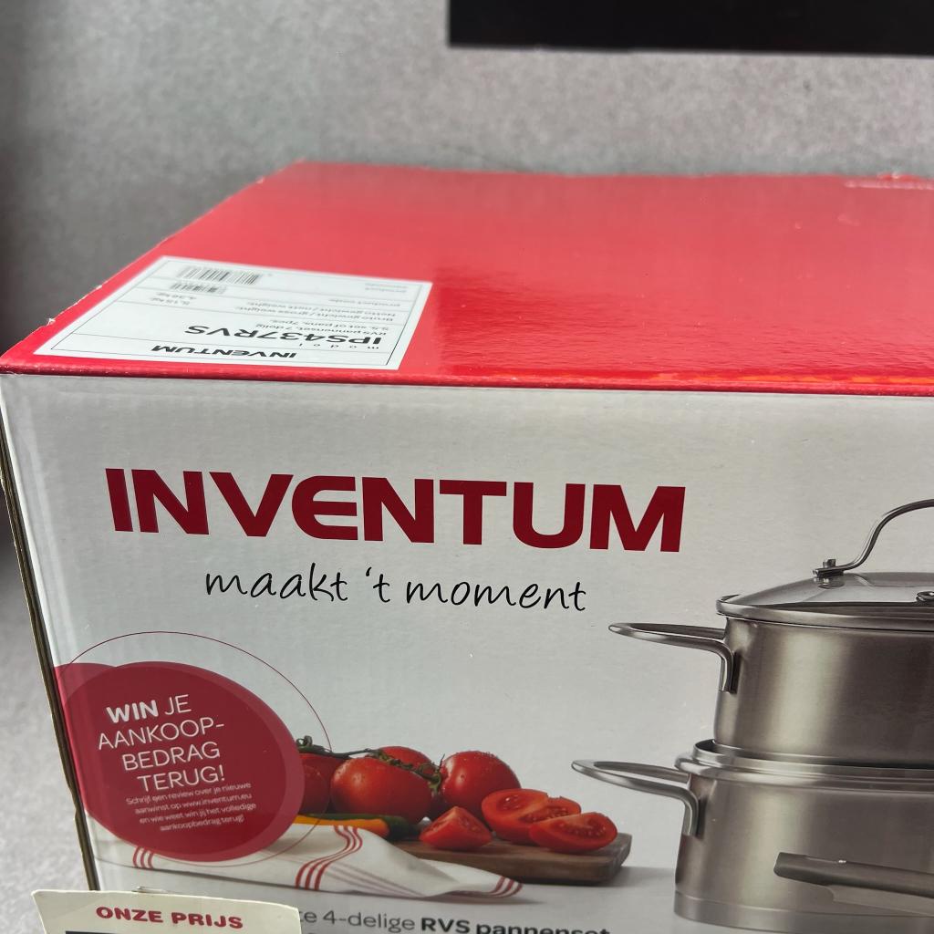 Inventum Pannenset 4delig |IPS437RVS| nieuw in doos | 401615, Nieuw, Pannenset, Ophalen of Verzenden, Rvs