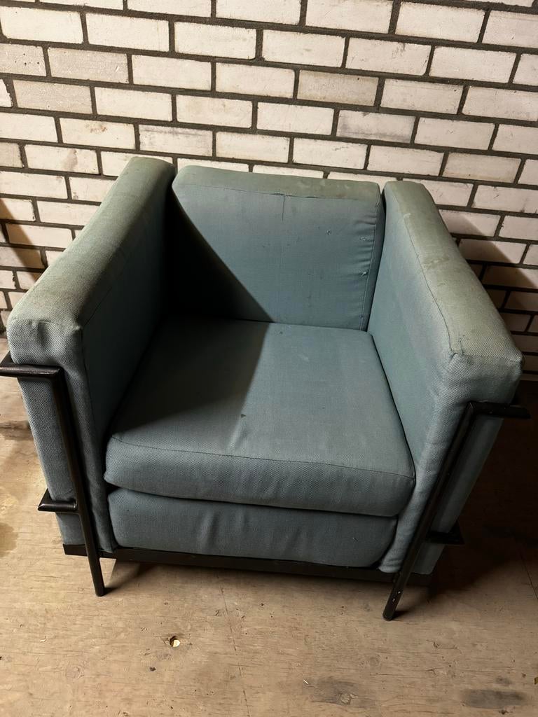 Vintage Fauteuil met Stalen Frame ( stijl Harvink), Huis en Inrichting, Fauteuils, Gebruikt, Metaal, 75 tot 100 cm, 75 tot 100 cm