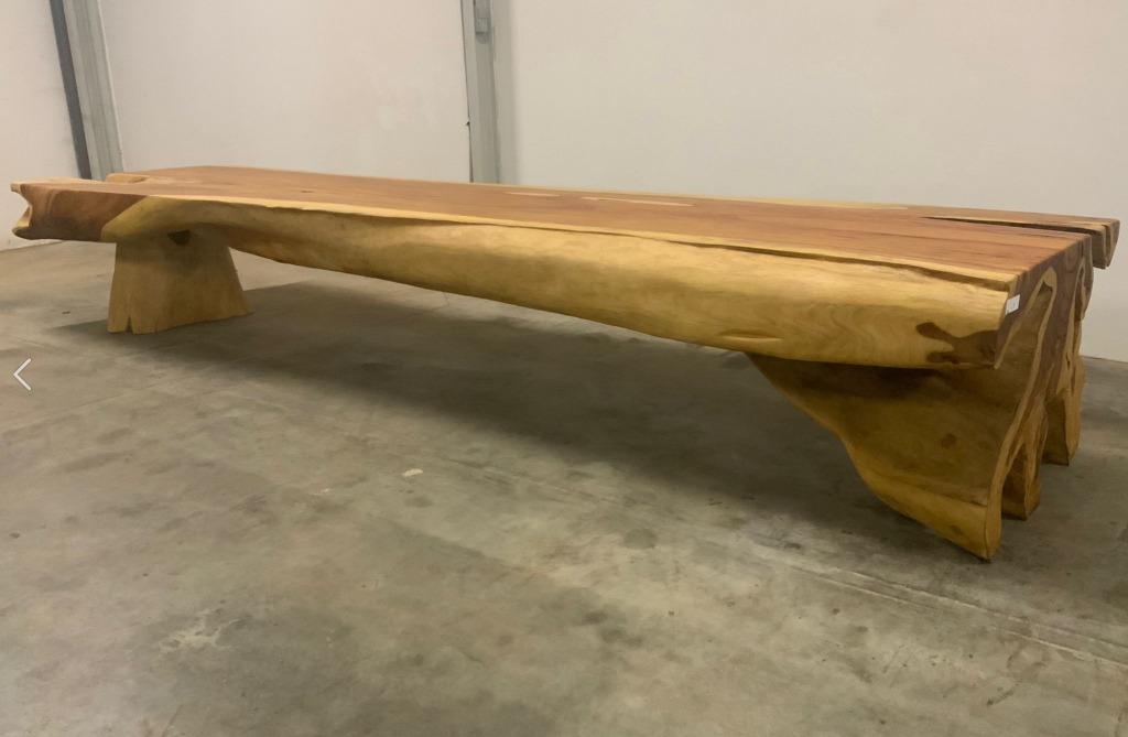 suar boomstam tafel 500x120 uniek, Ophalen, 100 tot 150 cm, Teakhout, Vijf personen of meer