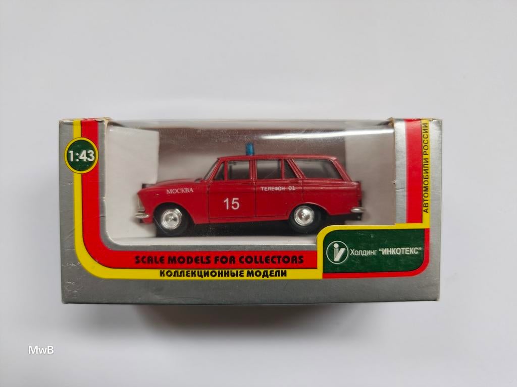 Agat Moskvich 426 brandweer 1:43, Ophalen of Verzenden, Bus of Vrachtwagen